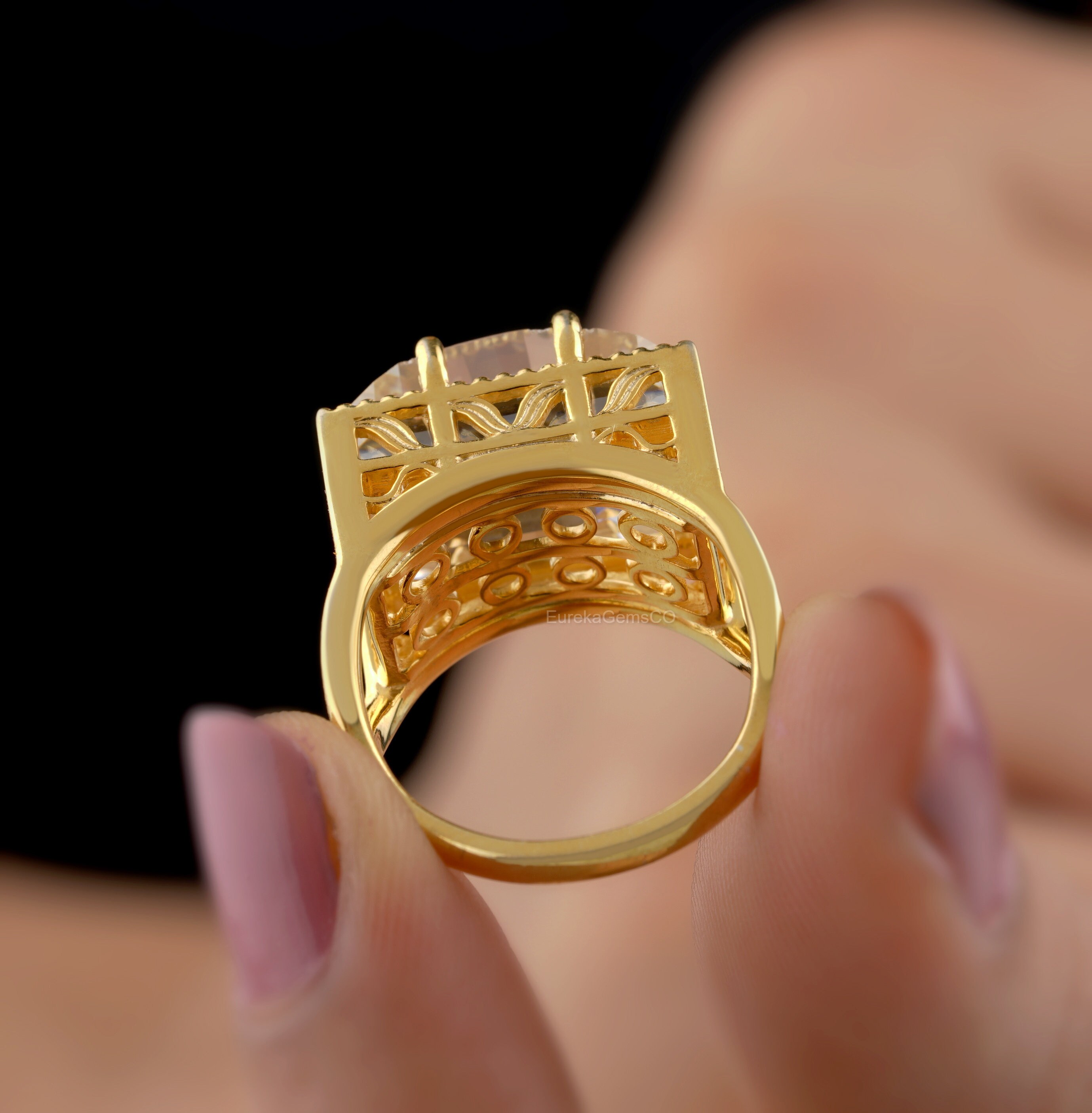 Queen Elizabeth Victorian Ring, Art Deco Yellow Gold Engagement