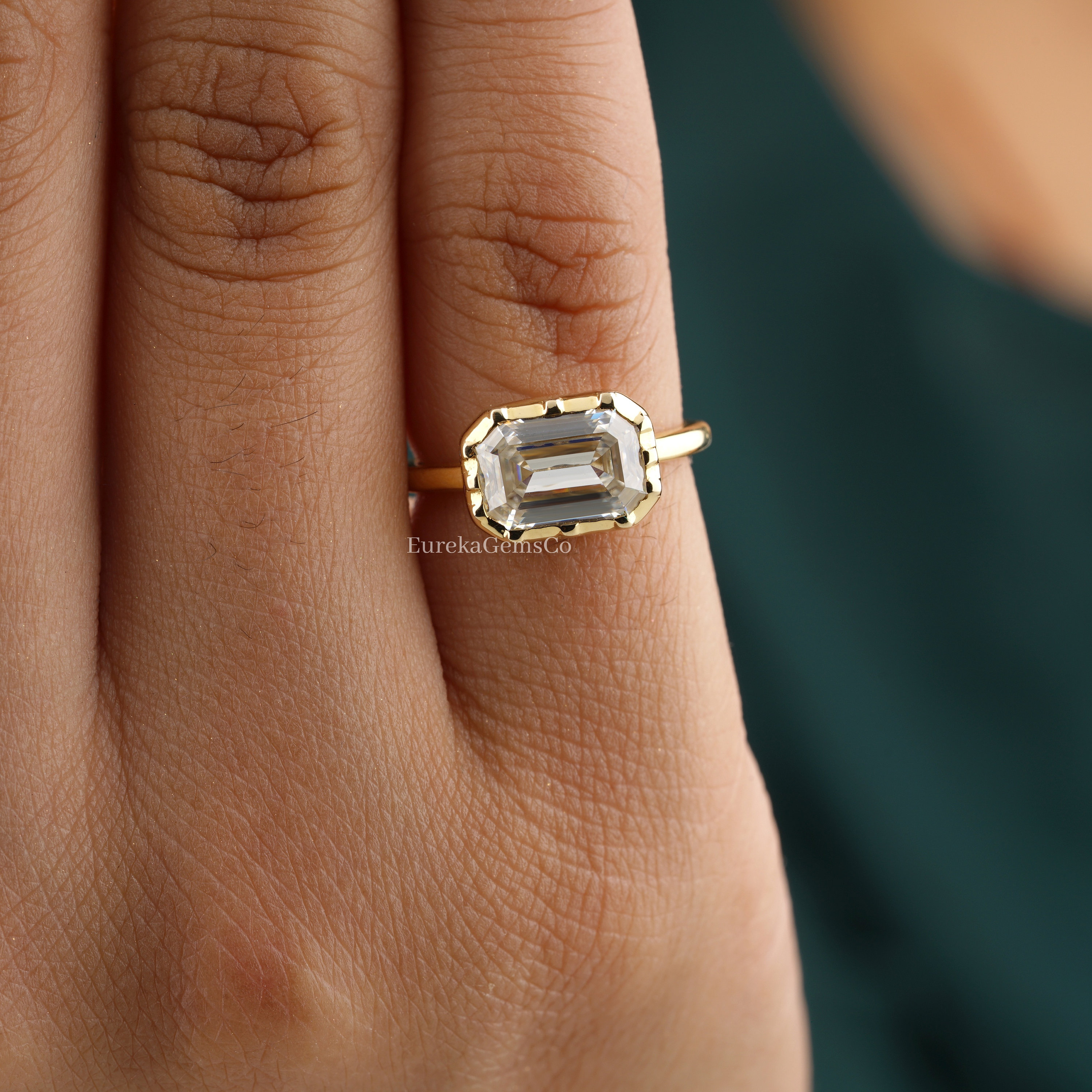 East west emerald cut ring sale