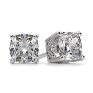 Stud Earring Cushion Cut Earring Moissanite Solitaire Earring Daily Wear White Gold Earrings Push Back Earrings Gift For Her Custom Earrings