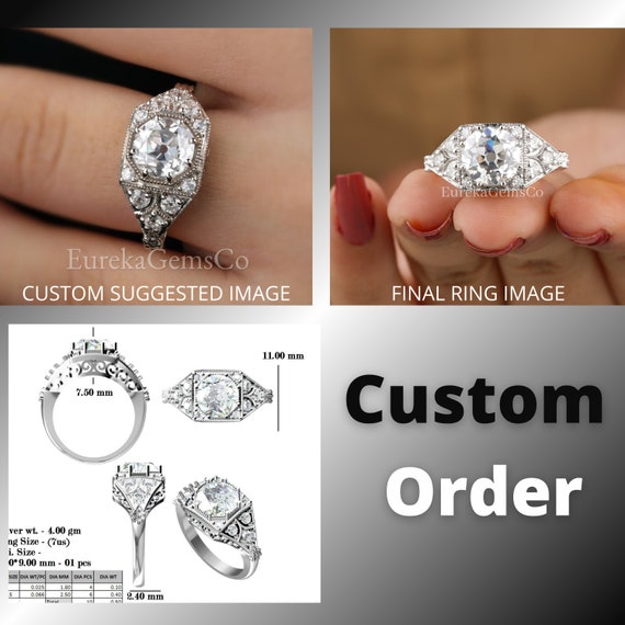 Edwardian Ring Antieke Oude Europese Cut Diamond Ring Vintage