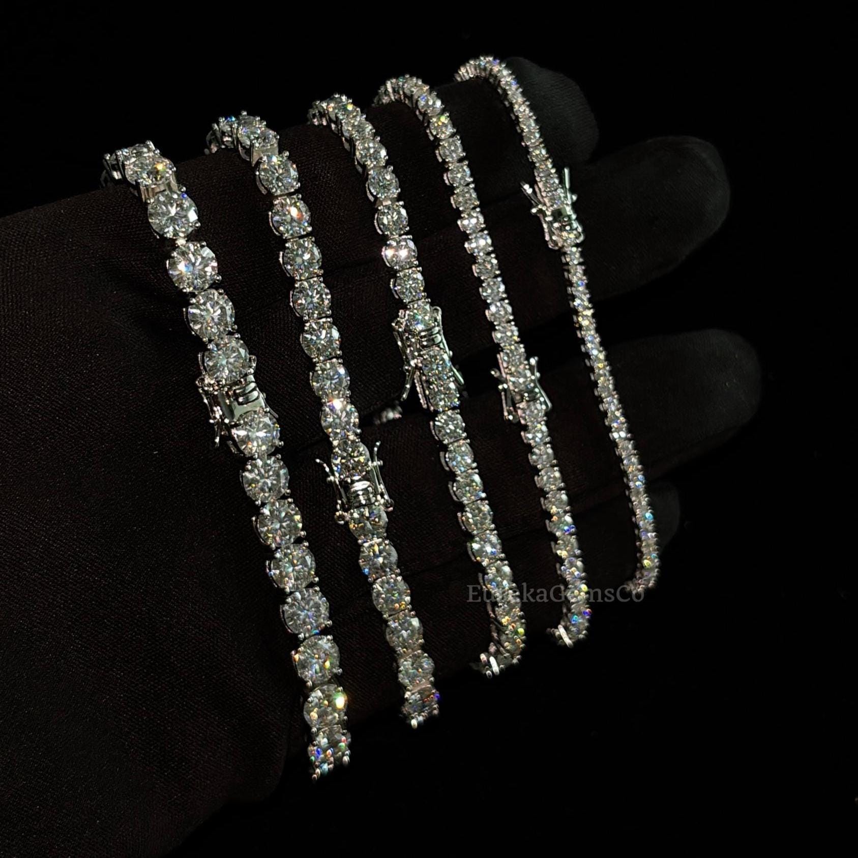 3-6,5 Mm Tennisarmband Massiv 925 Sterling Silber MOISSANIT