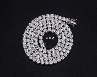 2-6 MM S925 Sterling Silver Moissanite Tennis Chain, Handmade
