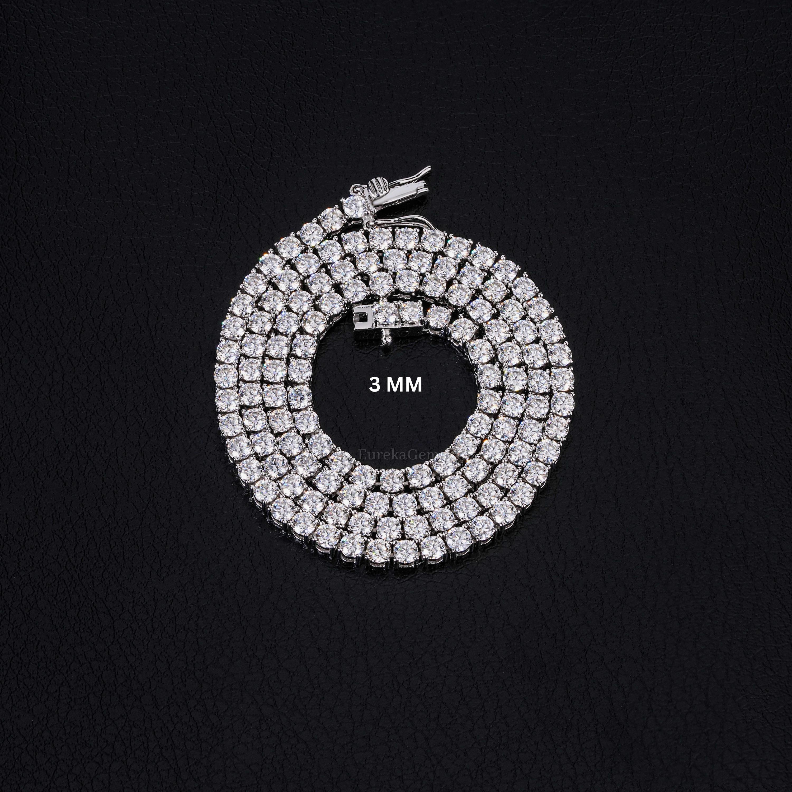 2-4 MM Classic S925 Sterling Silver Tennis Chain, Handmade Diamond