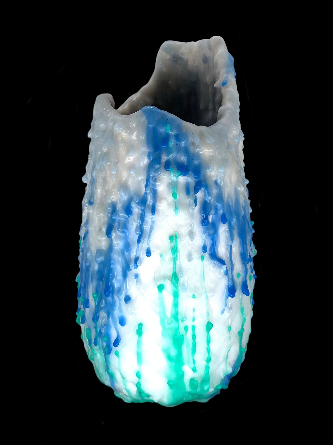 Dripped Vase of Wax made from a broken Porcelain Vase Etsy