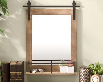 Rustic Mirror Shelf Etsy