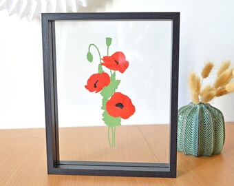 Coquelicots en papier découpé, cadeau d'anniversaire, noces de coquelicot