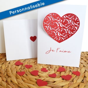 Carte Saint-Valentin personnalisable, fête des mères, déclaration d'amour, mariage