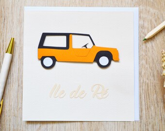 Carte Méhari, île de Ré, carte postale, carte double