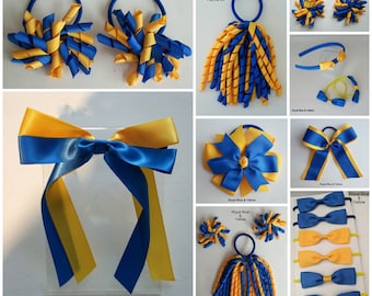 YELLOW & ROYAL blue School Hair Accessories bows clips elastics ribbon headband hairtie bowclip hairclips hairband