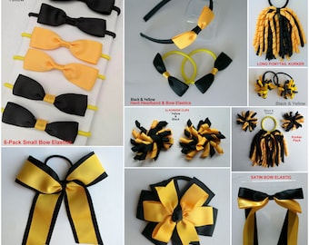 BLACK & YELLOW School Hair Accessories bows clips elastics ribbon headband hairtie bowclip hairclips hairband