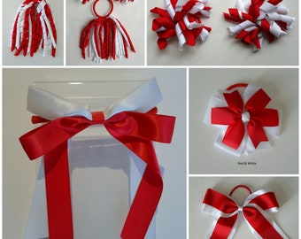 RED & WHITE School Hair Accessories bows clips elastics ribbon headband hairtie bowclip hairclips hairband