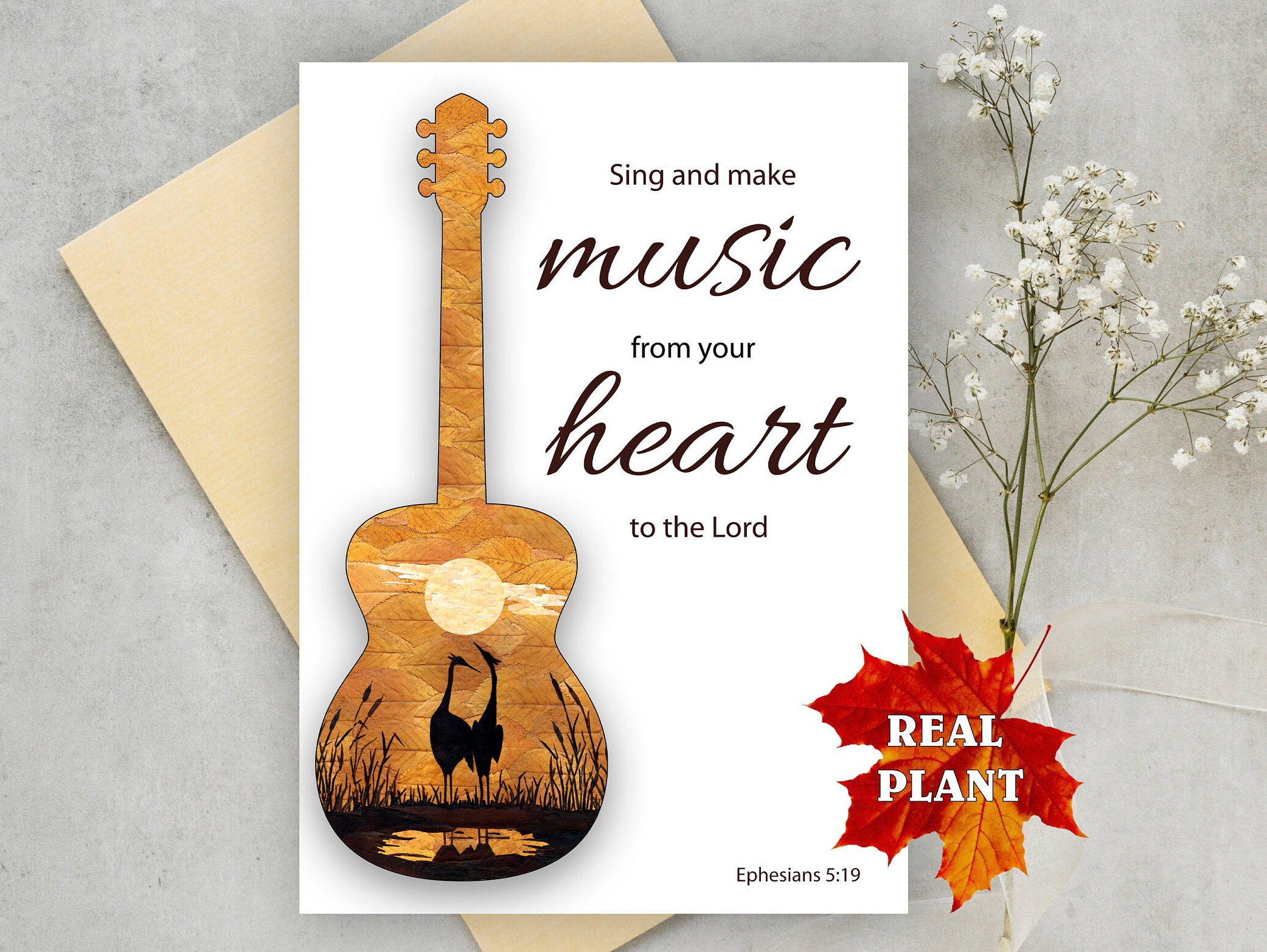Printable Guitar Card Bible Verse Card Ephesians 519 Etsy Canada