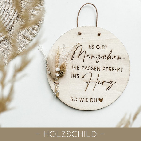 HOLZSCHILD | Herzensmensch | Freundschaft | Lieblingsmensch |  Geschenkidee | Türschild | Geburtstag | Trockenblumen | Wanddekoration