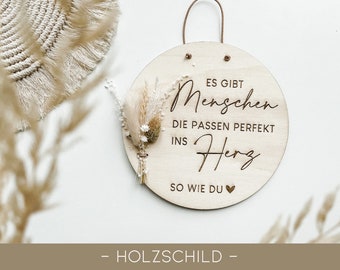 HOLZSCHILD | Herzensmensch | Freundschaft | Lieblingsmensch |  Geschenkidee | Türschild | Geburtstag | Trockenblumen | Wanddekoration