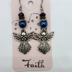 Silver Angel Dangle Earrings/Angel Dangle Earrings/Angel Earrings/Angels/Christian Earrings/Religious Earrings/Dangle Earrings