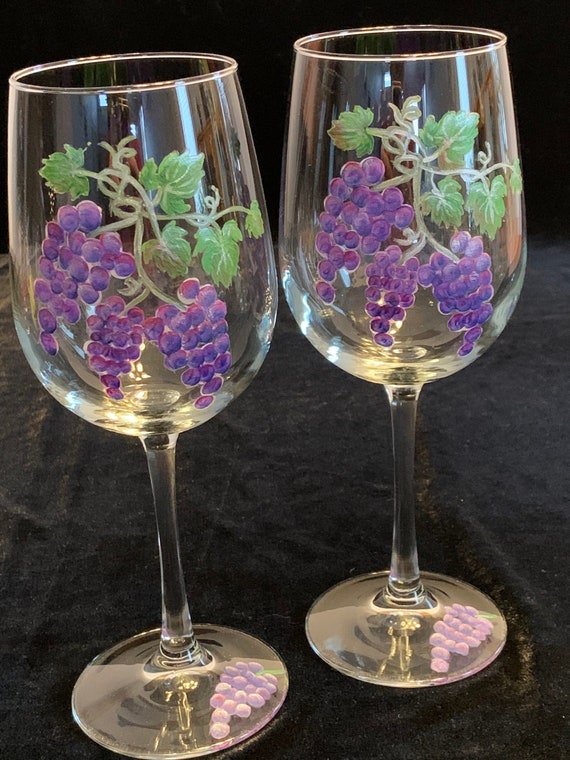Grape Wine Glasses, Set of Two