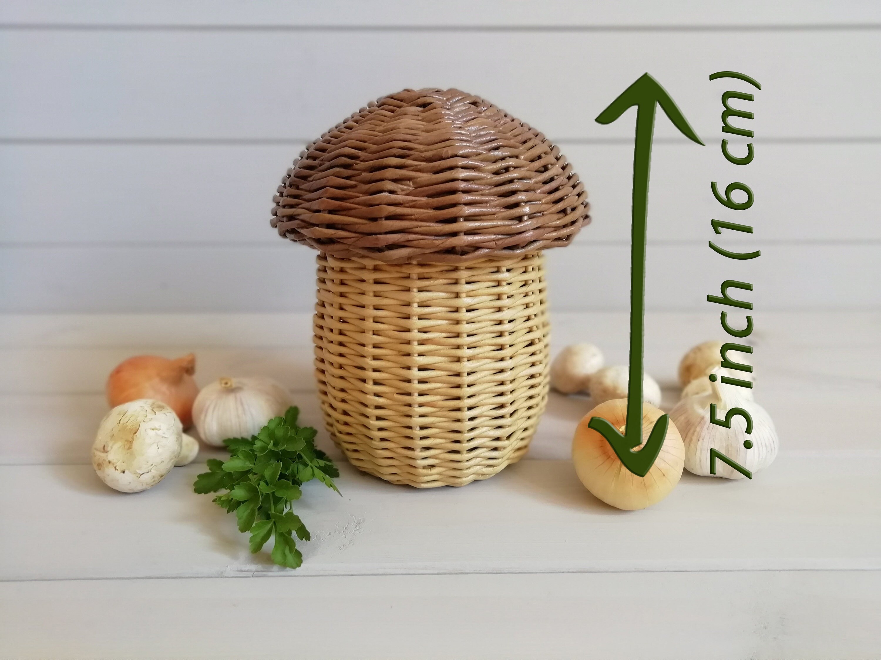 MUSHROOM wicker baskets with lid food storage basket nursery Etsy