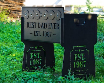 Barbecue "Best Dad Ever", griglia a carbone per 6-12 spiedini, griglia per kebab da campeggio in acciaio resistente.