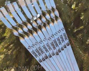 Grilling gifts. Roasting skewers. Engraved bbq. Bbq accessories