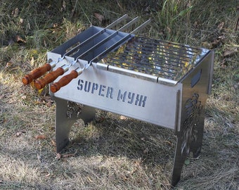 Buy Stainless Steel BBQ Grill, Mangal Mm Skewers, Steel