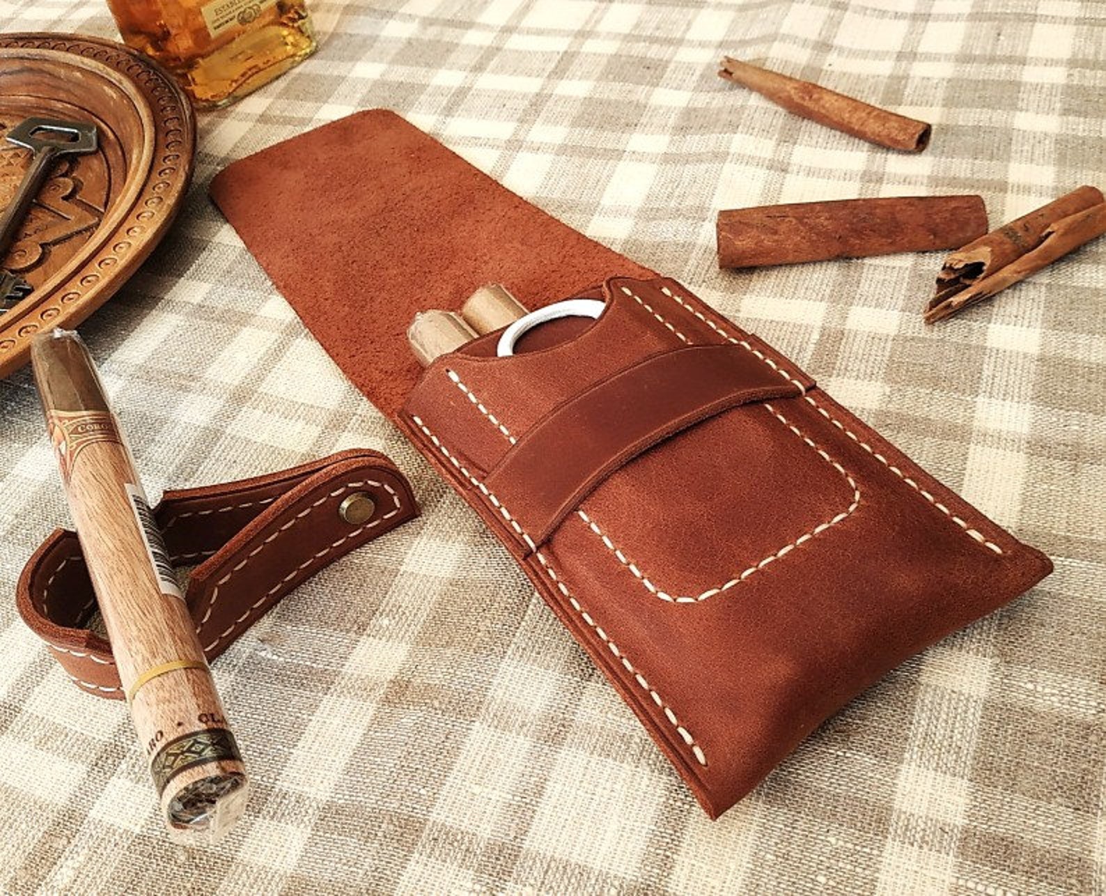 Leather Cigar Case Handmade Cigar Pouch Leather Cigar Box Etsy