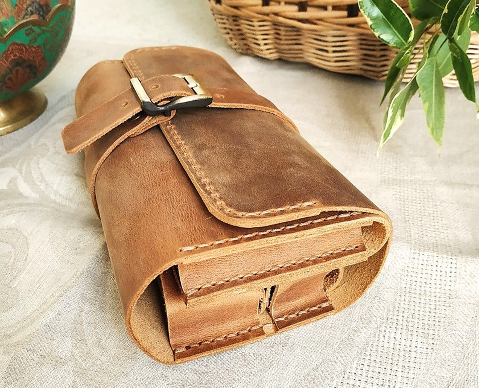 Leather pipe pouch Tobacco pipe roll Personalized pipe bag Etsy