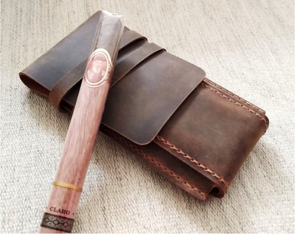 Leather Cigar Case Handmade Cigar Pouch Leather Cigar Box Etsy