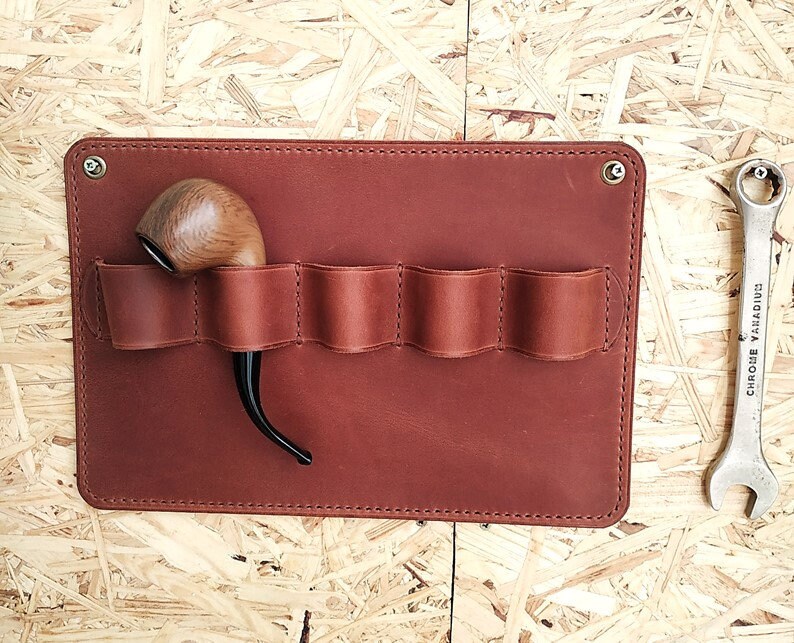 Handmade wall leather pipe holder Leather pipe rack Pipe stand Etsy