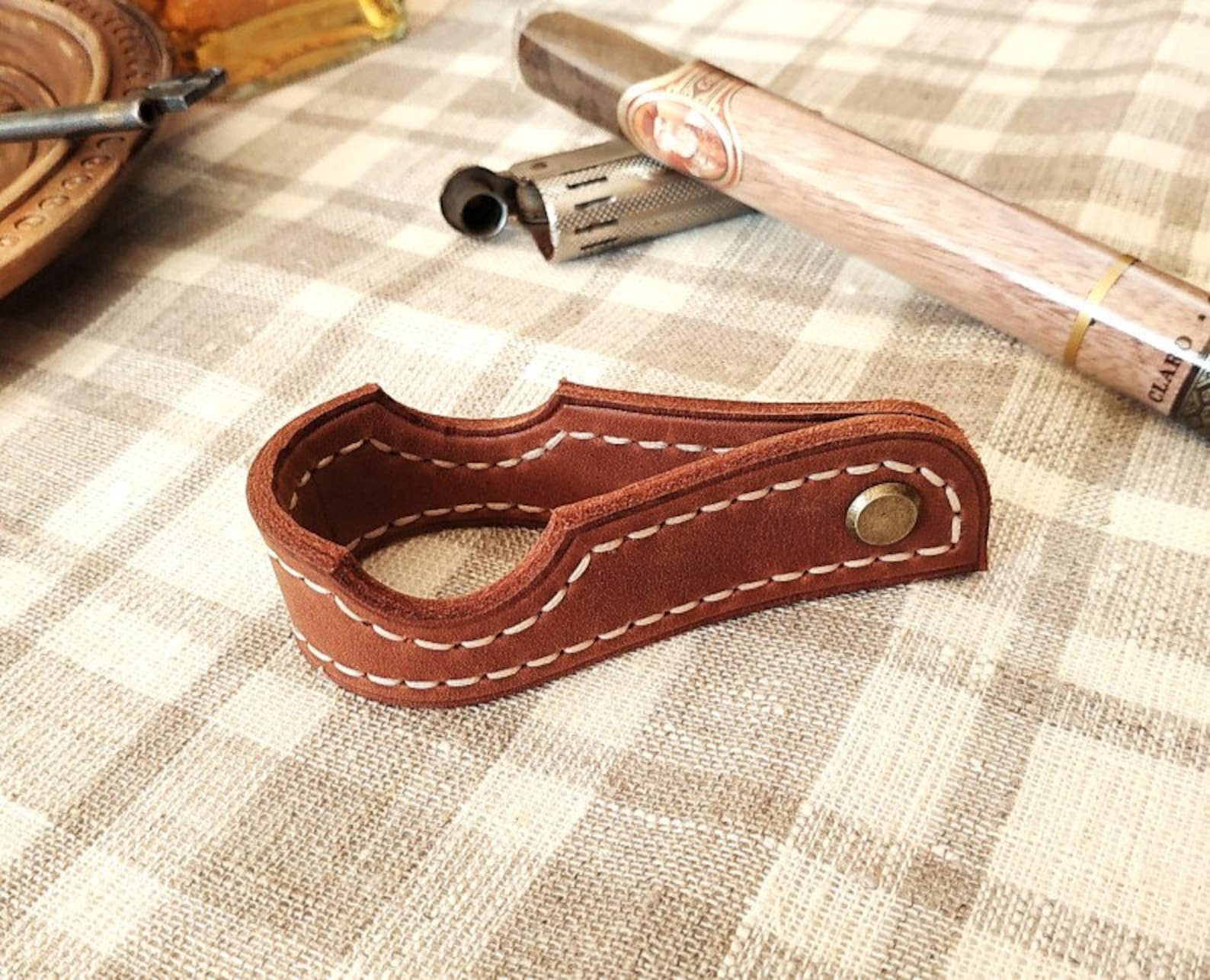 Leather Cigar Rest Personalized Cigar Stand Leather Cigar Etsy