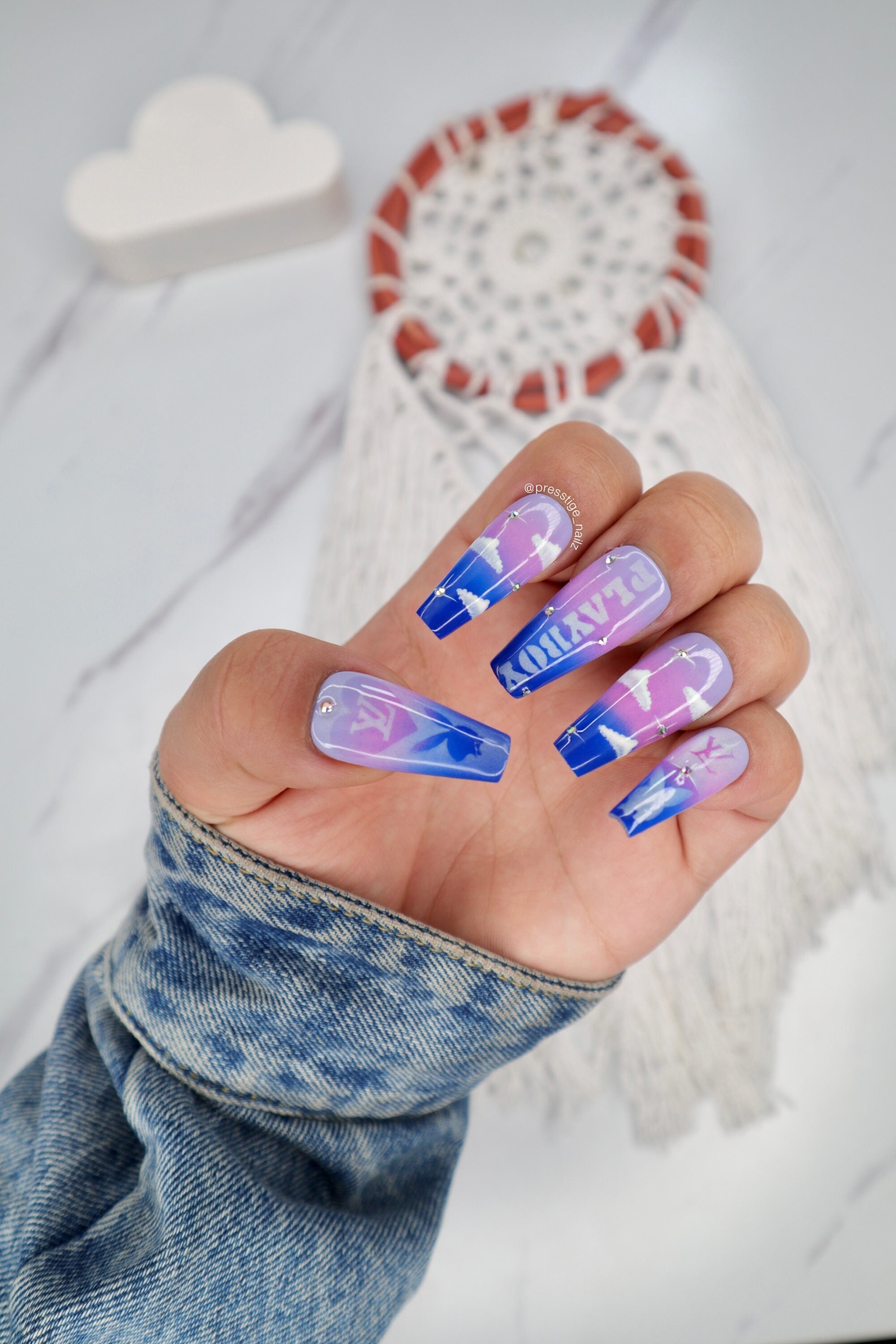 Playboy Airbrushed Press on Nailsombre Press on Nails luxury - Etsy