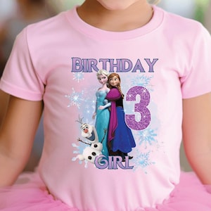 Frozen Birthday Girl Shirt, Elsa Anna Olaf 3rd Birthday T-shirt, Frozen Princess Birthday Outfit, frozen party Tee, elsa toddler bday gift