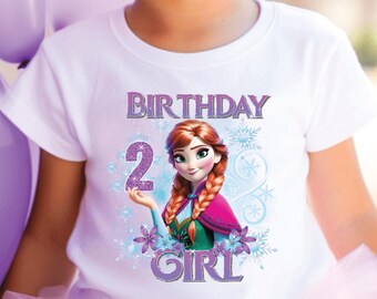 Camiseta personalizada de cumpleaños de Anna para niña, traje de princesa Frozen de Disney, camiseta de cumpleaños de Elsa, camisetas familiares personalizadas de cumpleaños de Frozen