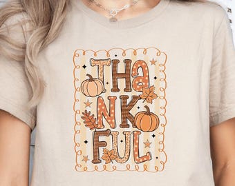 Thankful Thanksgiving T-Shirt, Custom Family Matching Fall Tee