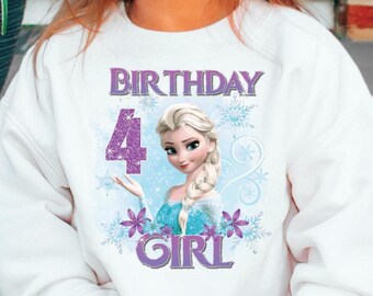 Sudadera de Elsa para niña, traje de fiesta de princesa Frozen personalizado, camiseta a juego de cumpleaños de Disney para la familia, camiseta de cumpleaños de Elsa para niños pequeños, regalo de cumpleaños juvenil