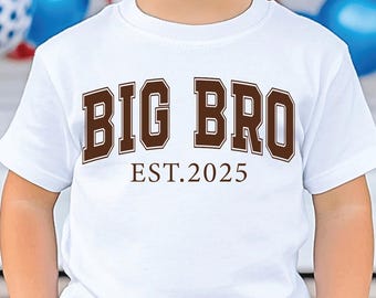 Custom Big Bro Est Shirt, Personalized Big Brother Tee, Pregnancy Announcement, Sibling Reveal Gift