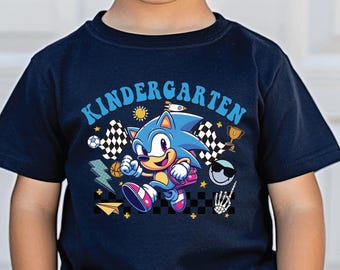 Kindergarten Back to School Sonic Boys Shirt, First Day of School Tee, Custom School Grade Shirt with Kid's Name, Sonic Pre k, Student Gift