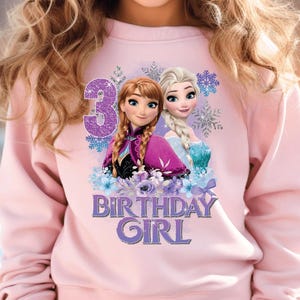 Personalized Frozen Birthday Girl Sweatshirt, Elsa and Anna Bday shirt, Disney Princess Birthday, Custom Frozen Bday Family Matching Tees