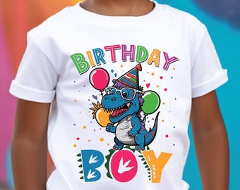 Dino Birthday Boy T-shirt, Kids Dinosaur Party Outfit