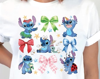 Cute Stitch Shirt, Lilo and Stitch Shirt, Stitch Graphic Tee, Hawaiian Cartoon Character T-Shirt, Summer Beach Stitch Top, Retro Disney
