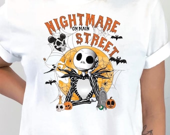 Jack Skellington Shirt, Disney Nightmare On Main Street Tee, Disney Halloween Party, Disneyworld Halloween, Spooky Season, jack and sally