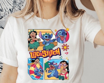 Lilo and Stitch Shirt, Disney Graphic Tee, Hawaiian Cartoon, Retro Fan Gift