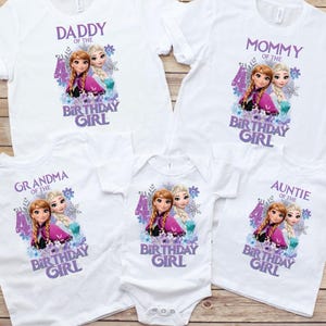 Custom Frozen Birthday Family Matching Shirts, Personalized Frozen Birthday Girl Shirt, Elsa and Anna Bday T-shirt, Disney Princess Birthday