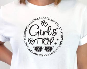 Personalized Girls Trip Shirt, Sunshine Laughter Memories, Custom Personalized Vacation Tee