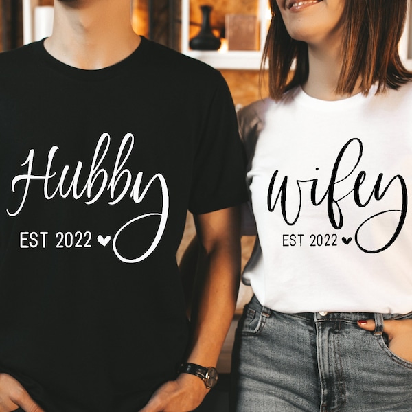 Hubby Wifey Shirts, Honeymoon Shirt, Just Married Shirt, Engagement Shirt, Wedding Shirts, Bridal Gift Engagement, Husband And Wife Shirts