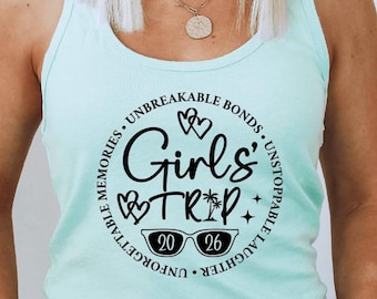 Personalized Girls Trip Tank Top, Custom Besties Trip Vacation Racerback Shirt