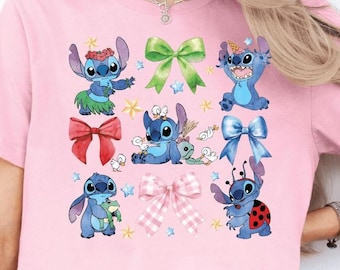 Cute Stitch T-shirt, Lilo and Stitch Shirt, Stitch Graphic Tee, Hawaiian Cartoon Character T-Shirt, Summer Beach Stitch Top, Retro Disney