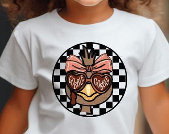 Girls Thanksgiving Turkey Shirt, Gobble Gobble Tee