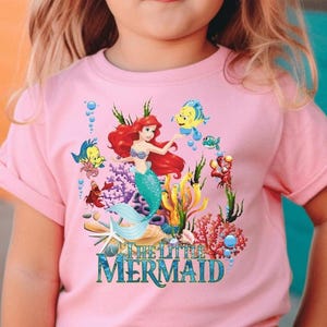 The Little Mermaid Disney Shirt, Ariel T-Shirt for Girls, Mermaid Birthday Outfit, Princess Ariel Tee, Kids Mermaid Party Shirt, Cute Ariel