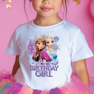 Personalized Frozen Birthday Girl Shirt, Elsa and Anna Bday T-shirt, Disney Princess Birthday, Custom Frozen Birthday Family Matching Tees