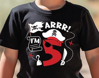 Custom Pirate Birthday Boy Shirt, Kids Pirate Birthday Party Outfit, Birthday Gift, Arrr Pirate Theme T-Shirt, Toddler, Youth Birthday Tee